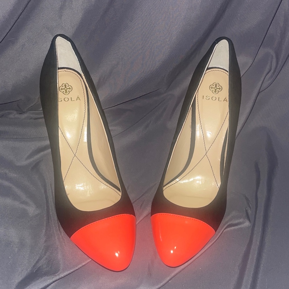 Isola Black and Bright Orange Pumps